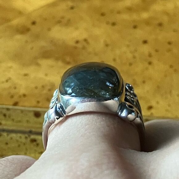 Natural Labradorite Sterling Silver Cocktail Ring Size 7 - Picture 2 of 10